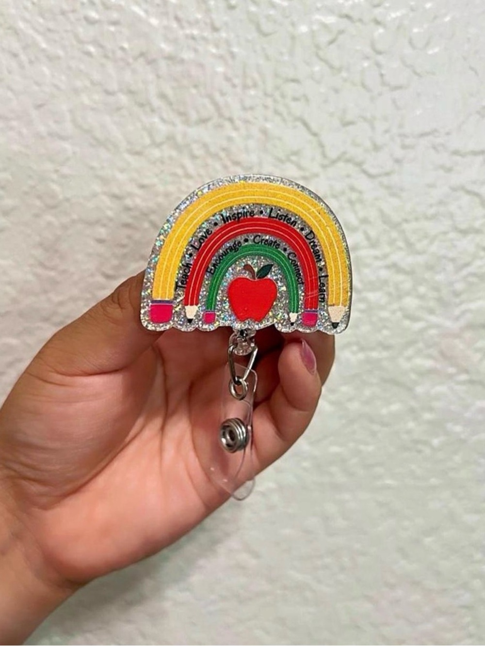 🍎 Teacher Rainbow Badge Reel